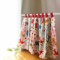 【YD】 Hemp Cotton Cartoon Birdcage Half Colorful Tangram Partition Door Wardrobe Short Curtain Window Decor 5