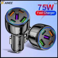 AIMEE 3 USB + 2PD ที่ชาร์จในรถ DC12-32V 3.0 75W QC อะแดปเตอร์รถ เครื่องชาร์จรถยนต์ หลายพอร์ต รถชาร์จเร็ว เข้ากันได้กับสมาร์ทโฟนส่วนใหญ่