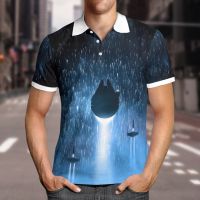 2023 NEW Style Polo Homme Spaceship 3D Printed Men Shirts Casual Hombres Blue Streetwear Polo Shirt Short Sleeve Boys Ropa Mens Clothes-966New product，Can be customization