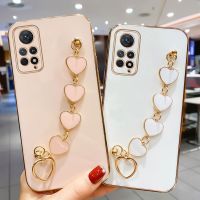 Plating Love Heart Bracelet Chain Case For Xiaomi Redmi Note 12 11 11S 10 10S 9S 9 Pro 9C 9T 10C Wrist Band Cover Plain Funda