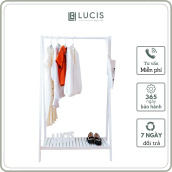 Kệ treo quần áo gỗ thông chữ A LUCIS màu trắng dài 80cm có 1 tầng để đồ túi ví giày dép nội thất phòng ngủ