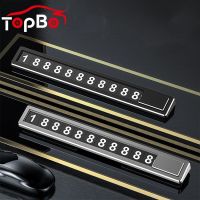 Hidden Switch Phone Plate Number Card Metal Alloy Car Phone Number Card Plate Temporary Parking Card Car Sticker Car Styling