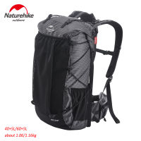 Naturehike Rock 40/60L + กระเป๋าเป้สะพายหลังสำหรับเดินป่า5L กระเป๋าปีนเขาโครงอลูมิเนียมอัลลอยด์ Piggyback System ผ้าไนลอนกันน้ำพร้อมผ้าคลุมกันฝน NH19BP095เดินทางกลางแจ้ง