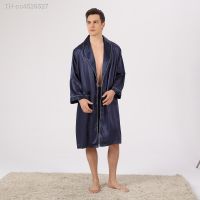 ☋ Sleepwear Mens Robe Kimono Longo Azul Listrado Roupão Pijama Camisola Casa Vestuário