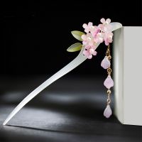 【CW】 Chinese Hanfu Cheongsam Hairpin Hair Stick Bun Headdress Acetic Acid Plain Tassel Style Accessories SL