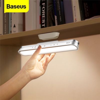 Baseus โคมไฟตั้งโต๊ะแม่เหล็ก แขวน ไร้สาย สัมผัส LED โคมไฟตั้งโต๊ะ ตู้ บ้าน โคมไฟเรียน อ่านหนังสือ Stepless ลดแสง USB ไฟกลางคืน