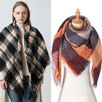 {Warm scarf}2022ผู้หญิงฤดูหนาวผ้าพันคอแคชเมียร์ถักลายสก๊อตผ้าคลุมไหล่คอห่อหนาผ้าห่มอบอุ่น Stoles เลดี้ Pashmina ผ้าพันคอสามเหลี่ยมผ้าพันคอ