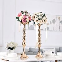 hot【cw】 IMUWEN Gold Candle Holders 50cm/20  Metal Candlestick Vase  Table Centerpiece Event Rack Road Lead Wedding