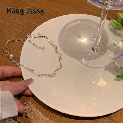 Kang Jessy ins สร้อยคอมุกสไตล์นางฟ้าสุดหรูสร้อยคอหรูหราเบาๆเครื่องประดับสร้อยกระดูกไหปลาร้าสาวฮอตแมทช์ลุคง่ายสำหรับผู้หญิง