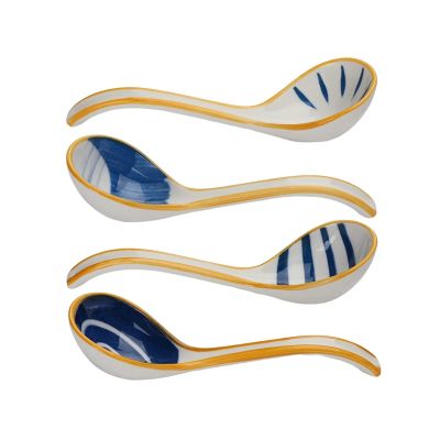Ceramics Soup Spoons Set of Japanese Soup Spoon Long Handle Soup Spoons for Pho Ramen Noodles Wonton Dumpling Rice
