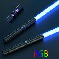 ❀ RGB Lightsaber Rechargeable Smooth Swing Metal Cosplay Change 7 Color Laser Sword Handle Sword Electric Light Saberd Toys Gifts