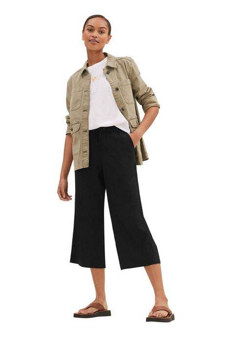 Linen rich outlet wide leg trousers