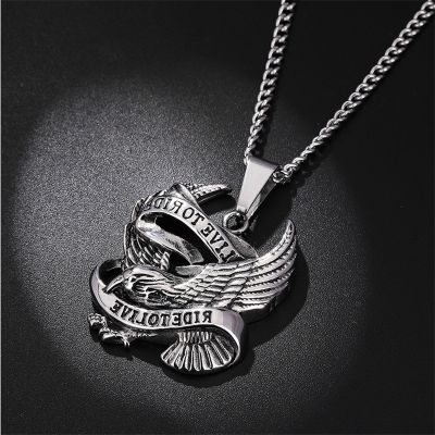 【CC】 Punk Male Necklace Pendant Ride to live With Whip Chain Men Woman Fashion gifts