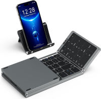 Trueque Foldable Keyboard, Portable Multi-Device Wireless Bluetooth Keyboard with Touchpad &amp; Number Pad, Rechargeable Travel Folding Keyboard with Stand Holder for Tablet Phone Laptop