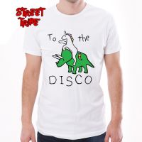 New Arrivals To The Disco Men T-Shirt Fashion Horse Riding Triceratops Printed T Shirt Cotton O-Neck Tops Funny Tee 【Size S-4XL-5XL-6XL】