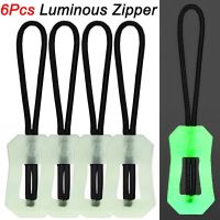 ۞▨❁ 6Pcs Luminous Zipper Pull Zippers Handle Rope PVC Zips Rope Slider Head Repair Kit Bag Clothes Coat DIY Sewing Accessories