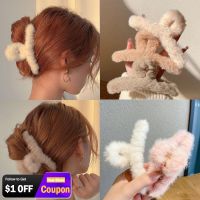 Korea Fashion Warm Winter Furry Hair Clips for Women Plush Shark Hairpins Plus Size Cute Elegant Hair Claws Hair Accessories