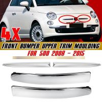 4PCS Chrome Front Bumper Moulding Trim Strips Set for FIAT 500 2007-2015 Exterior Bar Lower &amp; Upper Trim Panel Replacement