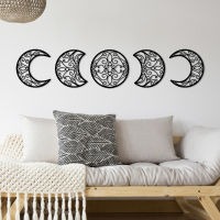 3D Hollow Wall Sticker Nordic Wind Moon Phase Wooden Moon Cycle Wall Decoration Living Room Bedroom Entrance Wall Decoration