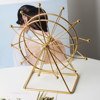 GREGORY-โมเดลชิงช้าสวรรค์โลหะ ชิงช้าสวรรค์เหล็กดัดสีทอง 3D สร้างสรรค์ สําหรับตกแต่งตู้ไวน์ สถาปัตยกรรม ของขวัญ Sky Wheel Ornament Table Decor Cabinet Display