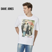 DAVIE JONES เสื้อยืดโอเวอร์ไซซ์ พิมพ์ลาย สีขาว สีดำ Graphic Print Oversized T-Shirt in white WA0147WH BK