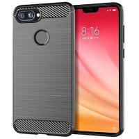 เกราะที่ทนทานปกหลังสำหรับ Xiaomi Mi 8 Lite (ขนาดหน้าจอหลัก: 6.26 นิ้ว) ซิลิโคนอ่อนนุ่ม TPU คาร์บอนไฟเบอร์เนื้อแปรงกรณีโทรศัพท์