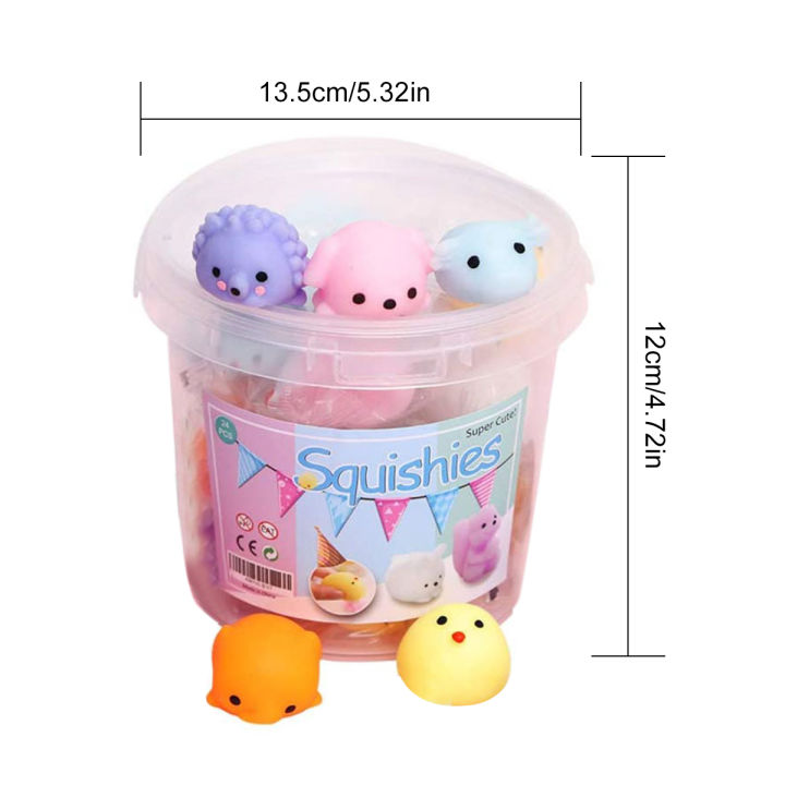 ของเล่น-squishy-ขนาดเล็กแบบพกพา-ของเล่นบีบรูปสัตว์โมจิ24ชิ้นของเล่นนุ่มๆของเล่นคลายเครียดโมจิของเล่นคลายเครียดขนาดเล็กพร้อมกล่องเก็บของใช้ซ้ำได้ของเล่นนุ่มๆ