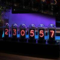 ✕♟ Creative Desk RGB LED Tube Clock Vintage Digital Nixie Clock 6 Bit Time Photo Display Retro Desk Clock Glass Dome Decoration