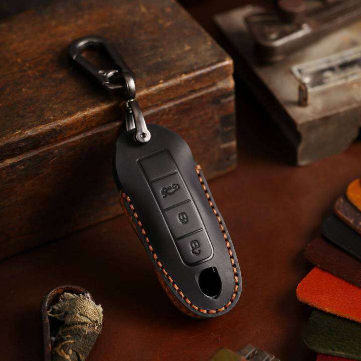 luxury-leather-key-case-cover-fob-protect-car-accessories-for-porsche-cayenne-718-958-panamera-911-macan-keychain-holder-keyring