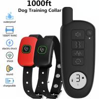 ZZOOI 1000ft Range Dog Training Collar Waterproof Electric Shock Vibration Sound Dogs Bark Collar for Small Medium Large Dogs Trainer