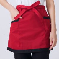 8 StyleUnisex Half Bust Bib Apron Restaurant KitchenTeaWaitress Uniforms Waist Short Apron With Pockets