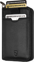 Vaultskin NOTTING HILL Slim Zip Wallet with RFID Protection for Cards Cash Coins (Black)