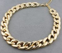 【hot】♦❁  Gold Color Chunky Chain Necklace Chian CCB Plastic Female Collar 2022 New Fashion Jewelry