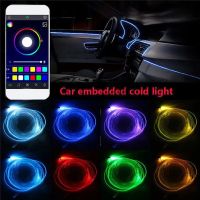 6 in 1 RGB LED Atmosphere Car Active EL Light Products Interior Ambient Optic Strips Light by App Control DIY Music 8M Fiber Opt