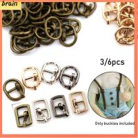 BRAIN 3/6pcs 4.5/5.5MM 4 สี Mini Ultra-small ปุ่มเข็มขัด หัวเข็มขัดไตรไกลด์ อุปกรณ์เสริมกระเป๋าตุ๊กตา หัวเข็มขัดตุ๊กตา DIY