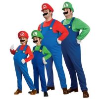 ชุดคอสเพลย์เด็ก Super Mario Bros,ชุดยูนิฟอร์มปาร์ตี้ฮาโลวีนชุด MARIO &amp; LUIGI สำหรับเด็ก