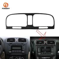 gthrrftdb Car Middle Air Vent Outlet Cover Trim Sticker Carbon Fiber Interior Mouldings for Volkswagen VW Golf 6 MK6 GTI 2008 2009-2012