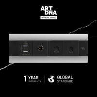 ART DNA รุ่น A88 ชุด USB คู่+โทรทัศน์+โทรศัพท์+คอมพิวเตอร์ CAT6 สีเงิน ปลั๊กไฟโมเดิร์น ปลั๊กไฟสวยๆ สวิทซ์ สวยๆ switch design