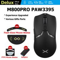 Delux M800 PRO เมาส์สำหรับเล่นเกมส์ไร้สาย  PAW3395 72G น้ำหนักเบามีสายเม้าส์เล่นเกมโปรแกรมได้สำหรับเกมส์ PC