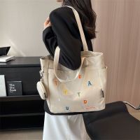 【Hot Sale】 Original design embroidered letters all-match commuter tote bag casual literary student shoulder