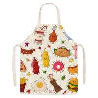 Linen Work Apron Summer Orange Lemon Print Fruit Pattern Parent-Child Sleeveless Apron Kitchen Cooking Accessories Delantales Aprons