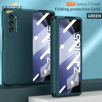 KISSCASE เคสโทรศัพท์ป้องกันบานพับพับสำหรับ Samsung Galaxy Z พับ5พับ4พับ3พับ2 5กรัมพร้อมฟิล์มป้องกันหน้าจอกระจกหน้าแบบรวมฮาร์ดพีซีกันกระแทกด้านหลังเคส Galaxy 5 4 3 2