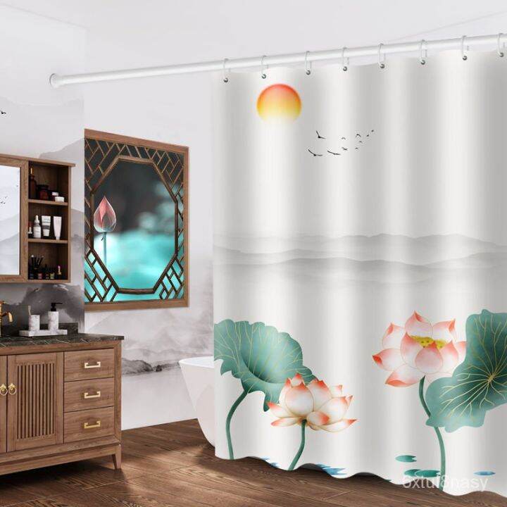 punch-free-chinese-anti-mildew-shower-curtain-waterproof-shower-curtain-partition-toilet-curtain-set-curtain-bathroom-c