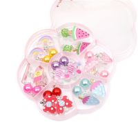 {Han ornaments}7 Pairs Mini Lovely Ear Clips For Girls Hypoallergenic No Piercing Plastic Earrings For Kids With Pain Resistan