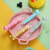 Soft Silicone Tip Spoon Baby Feeding Spoon Children Food Baby Spoons Feeder Flatware Cartoon Pig Baby Spoon with PP Handle Bowl Fork Spoon Sets