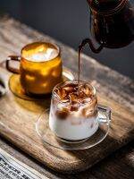 Retro Hanging Ear Coffee Cup Mug Single Layer Glass Heat-resistant Glass Amber Drink Cup Milk Cup Latte Cup