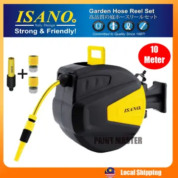 ISANO 10M Wall Mounted Automatic Reel Retractable Water Hose Reel Auto  Rewind Wall Mount Water Pipe