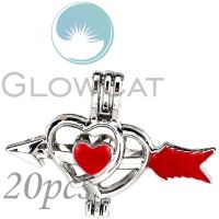 202120x Red Enamel Arrow Heart Stone Beads Cage Locket Pendant Perfume Diffuser Pearl Cage Lovers Gift KK1138