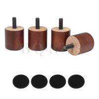 BQLZR 38mm Height 35mm Dia Round Brown Wooden Furniture Legs Feet M8x20mm Thread Replacement Cabinet Chair Couch Feet Pack of 4