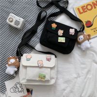 【Lanse store】Canvas Crossbody Bags Women Flap bag Kawaii Harajuku All match Students Casual Female Handbags Japanese for